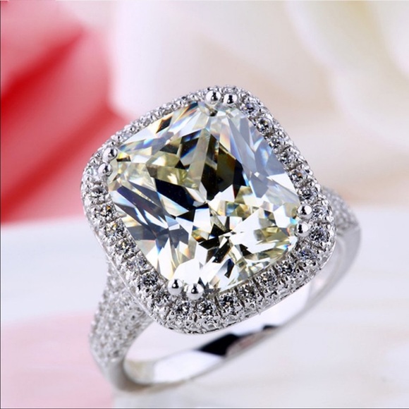 NEW 925 STERLING SILVER HALO DOME ENGAGEMENT RING - Picture 3 of 7